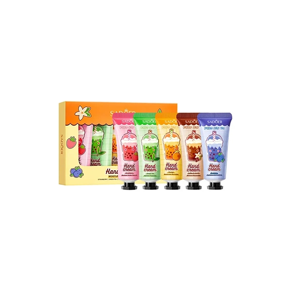 SADOER Hand Cream Set 5 pcs (Strawberry, Tea, Orange, Coffee Van